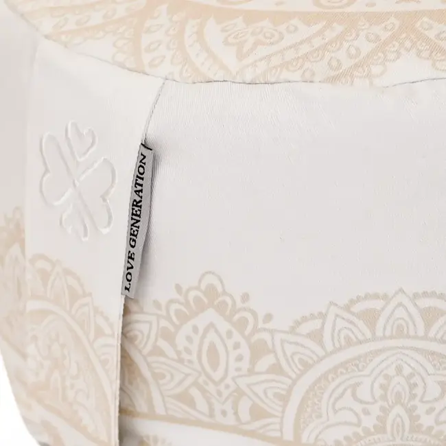 Meditation Cushion │Round │ Cotton & Buckwheat Filling │ Boho Chic White