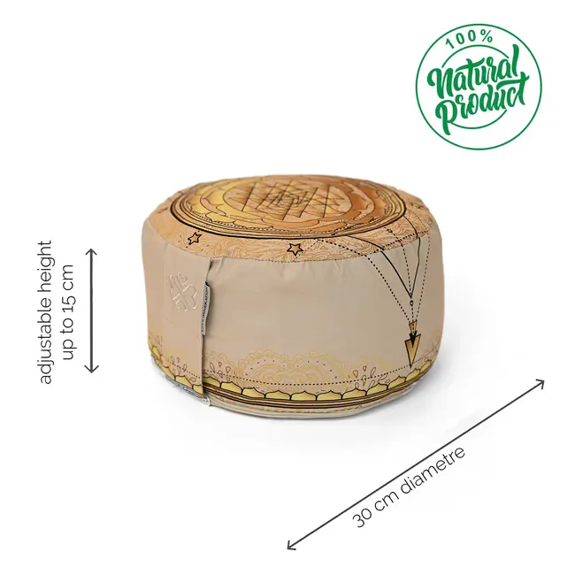 Meditatiekussen │Rond │ Katoen & Boekweitvulling │ Sri Yantra