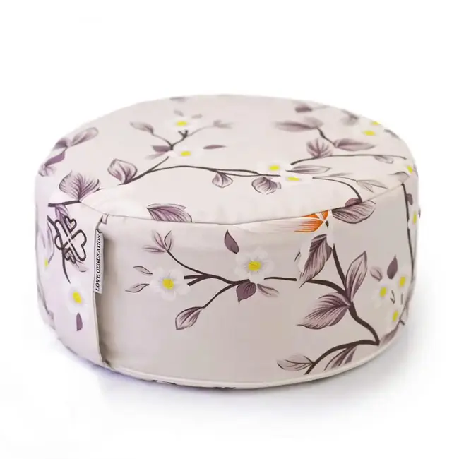 Meditation Cushion │Round │ Cotton & Buckwheat Filling │ Field Flowers