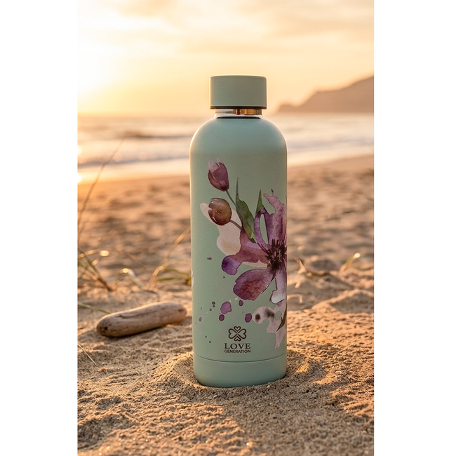 Waterfles - Drinkfles - 500 ml - Thermos - Serene Sage Flowers