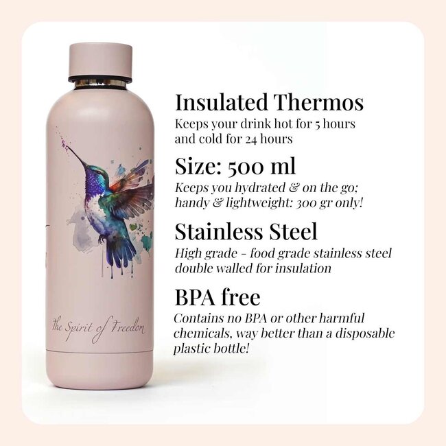 Water bottle - Drinking bottle - 500 ml - Thermos - The Spirit of Freedom