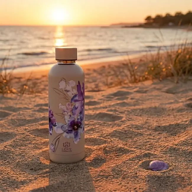 Water bottle - Drinking bottle - 500 ml - Thermos - Sacred Sand flowers