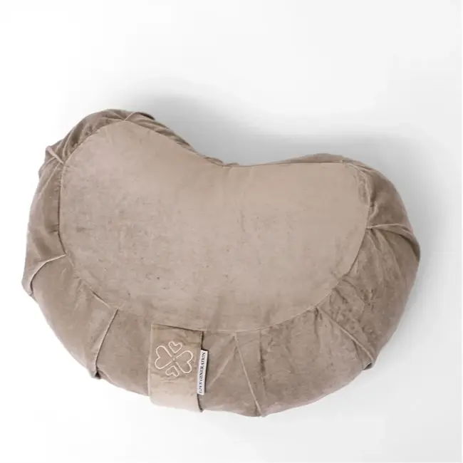 Meditation Cushion │ Half Moon │ Velvet with Buckwheat Filling │ Taupe