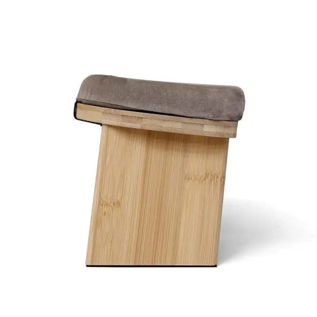 Meditation Bench │ Bamboo │ Foldable │ Velvet Cushion │ Taupe