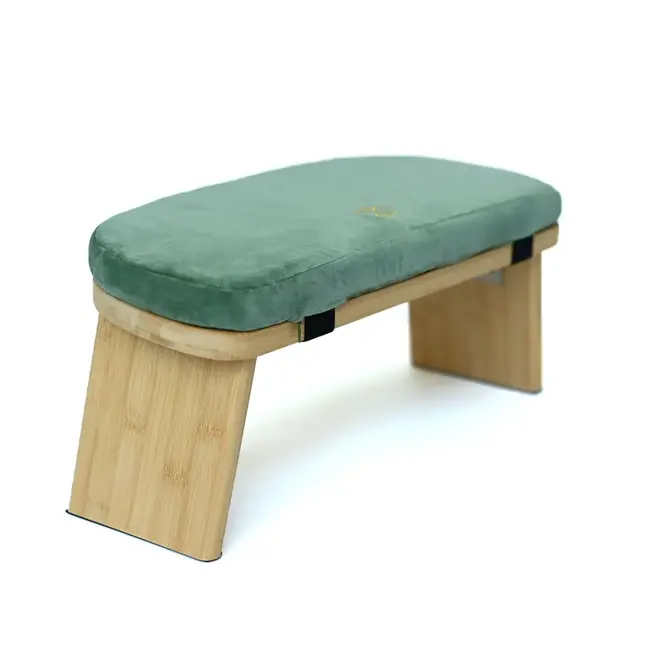 Meditation Bench │ Bamboo │ Foldable │ Velvet Cushion │ Sea Green