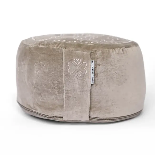 Meditatiekussen │ Rond │ Fluweel │ Mandala │ Taupe