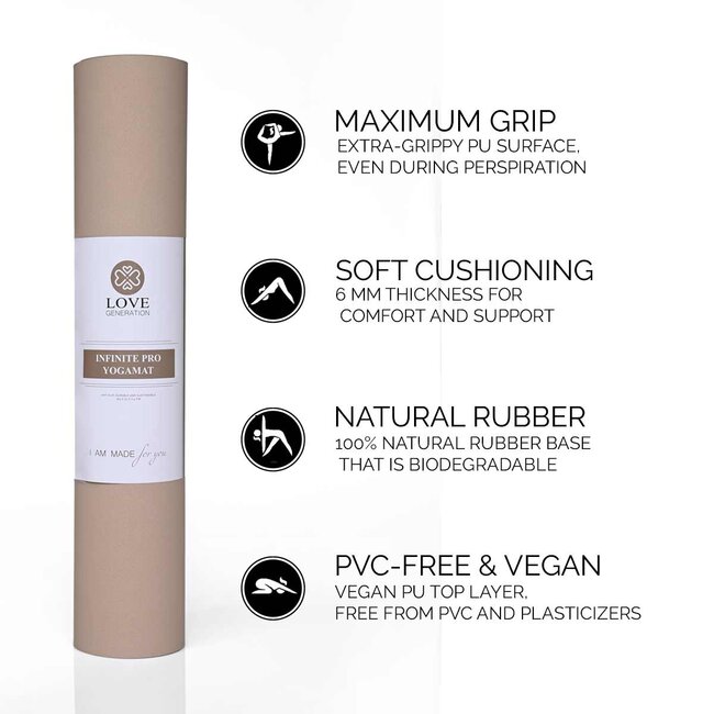 Infinite PRO Yogamat │ PU &  Natuurlijk Rubbber │5mm │ Sacred Sand