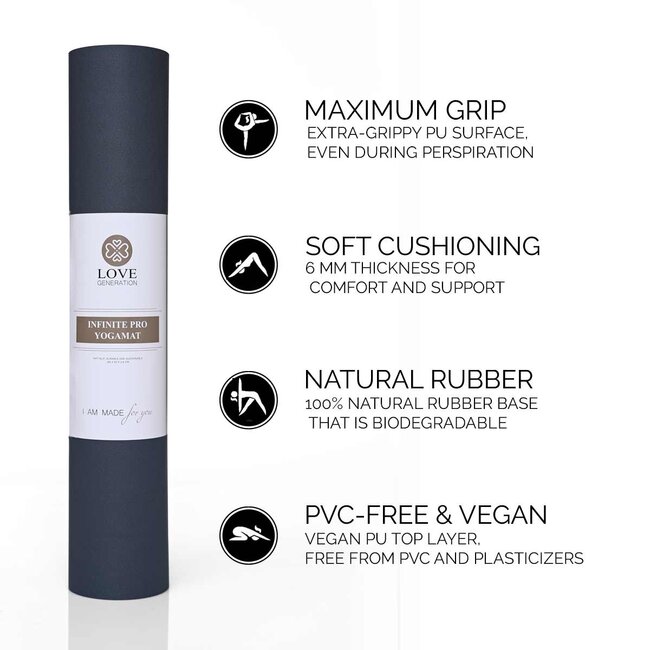 Infinite PRO Yogamat │ PU &  Natuurlijk Rubbber │5mm │ Stone Blue