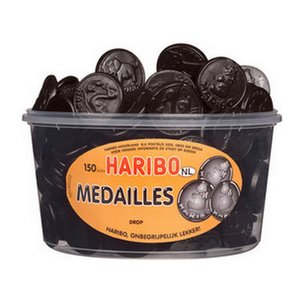 Haribo silo x150 veggie drop medailles 1,35kg