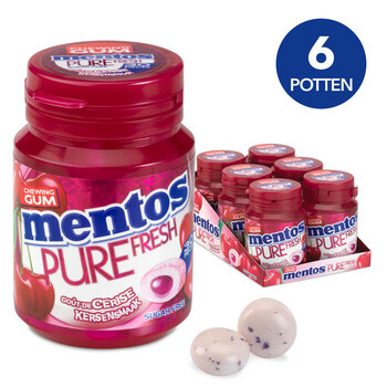 Mentos pot 6x60gr pure fresh kersen 30st