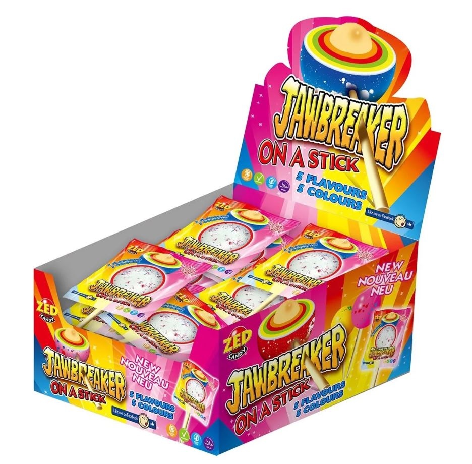 Jawbreakers on a stick 15x60gr (5 kleuren)