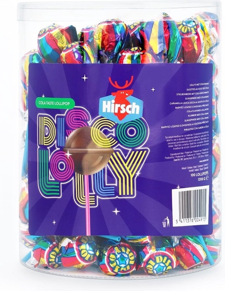 Hirsch lolly 100x12gr disco cola