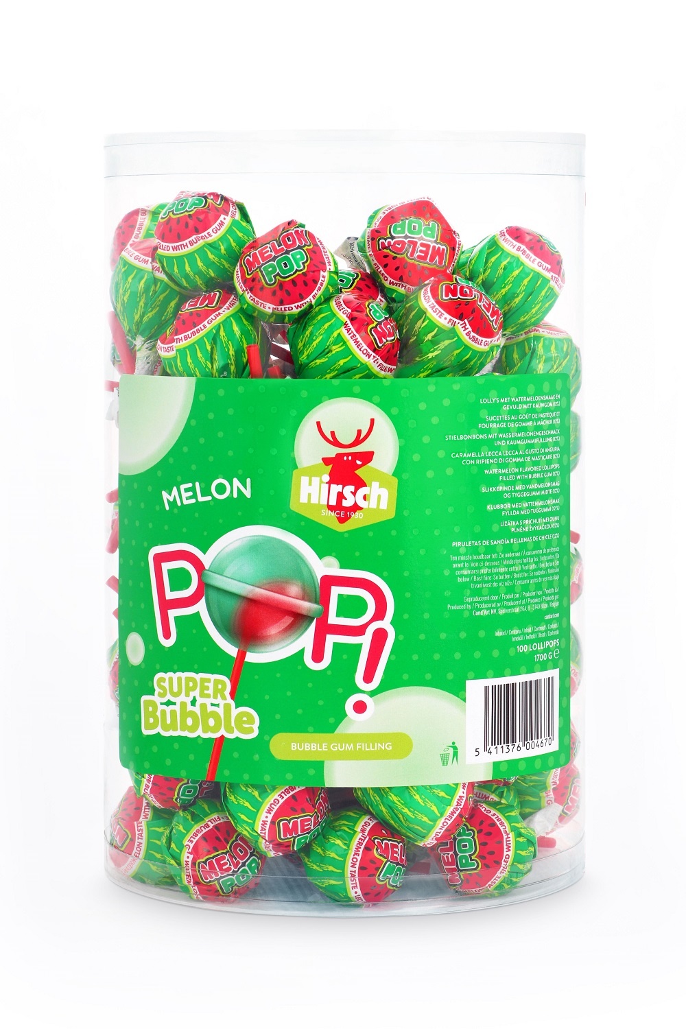 Hirsch lolly 100x17gr super bubble melon