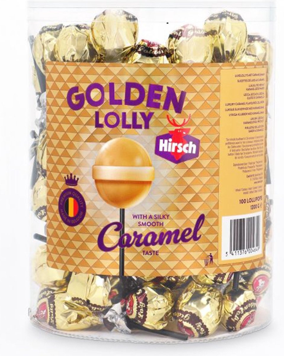 Hirsch lolly 100x12gr golden caramel