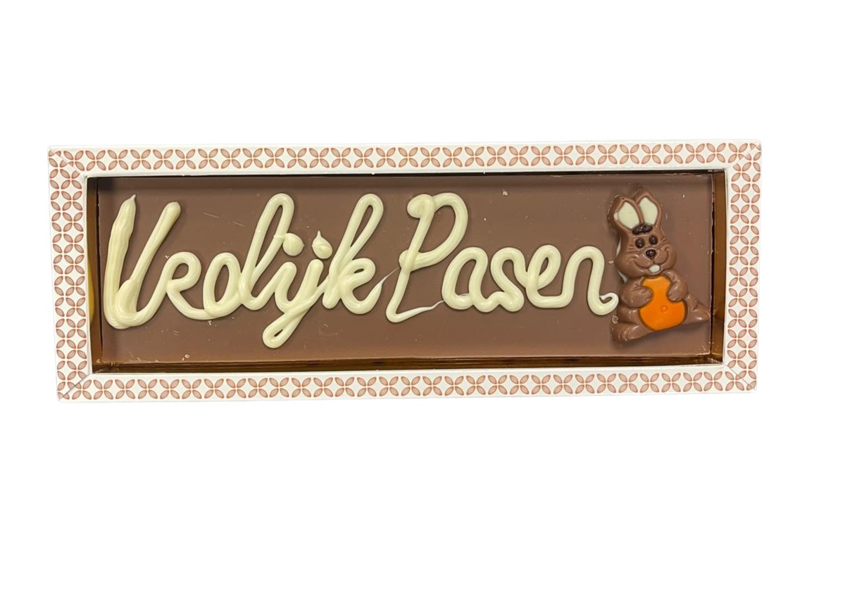 Wenstablet chocolade 195gr 'Vrolijk Pasen"