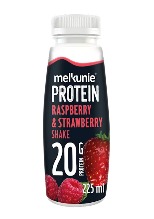 Melkunie 8x225ml proteinshake aardbei/framboos