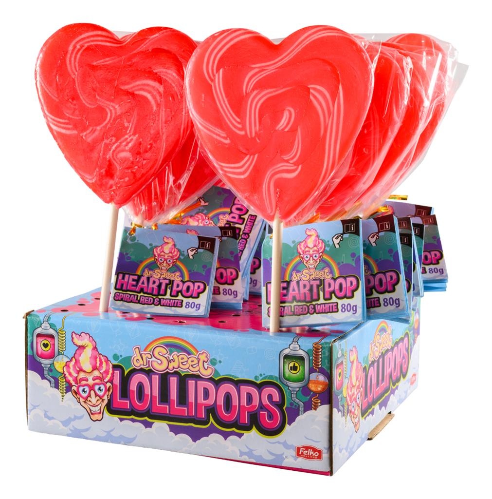 Felko lolly hart rood/wit 17x80gr