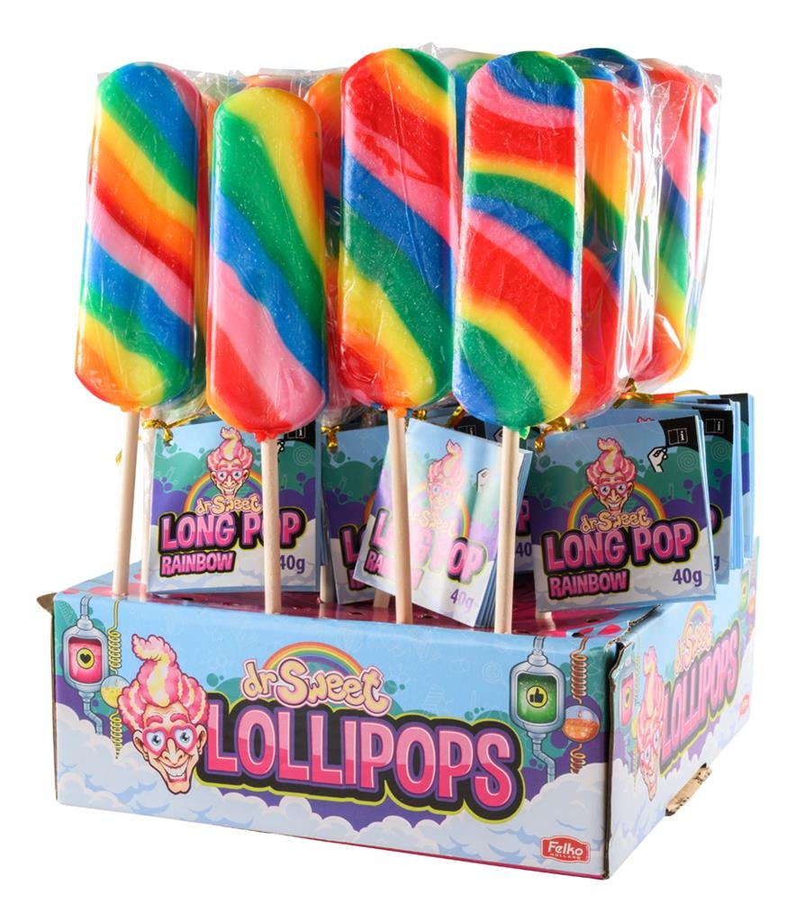 Felko lolly lange platte regenboog 40x40gr