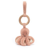 Jellycat knuffels Jellycat Odell octopus with wooden ring 21 cm