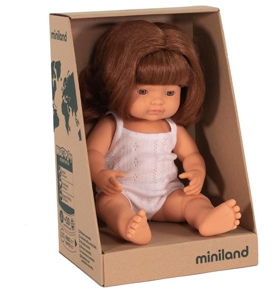 Miniland poppen Miniland pop meisje met rood haar 38 cm