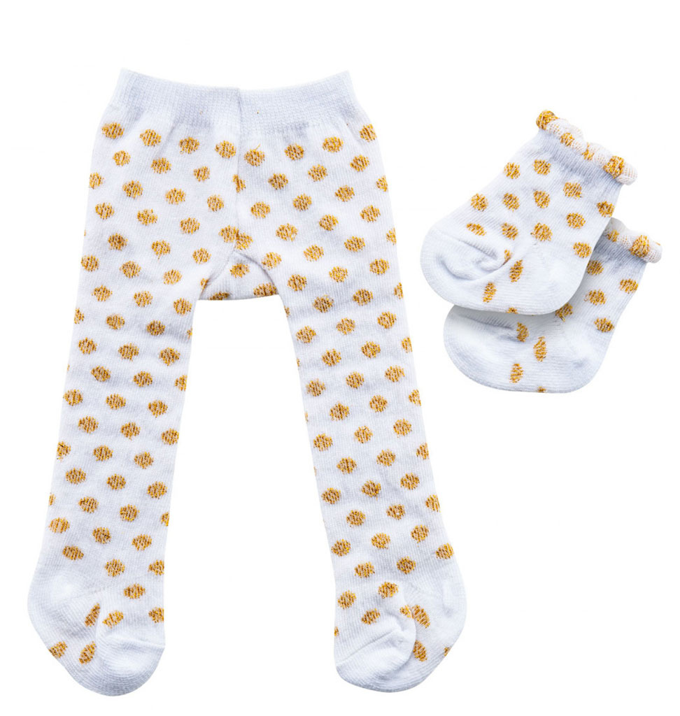 Heless Heless tights and socks white with gold dots