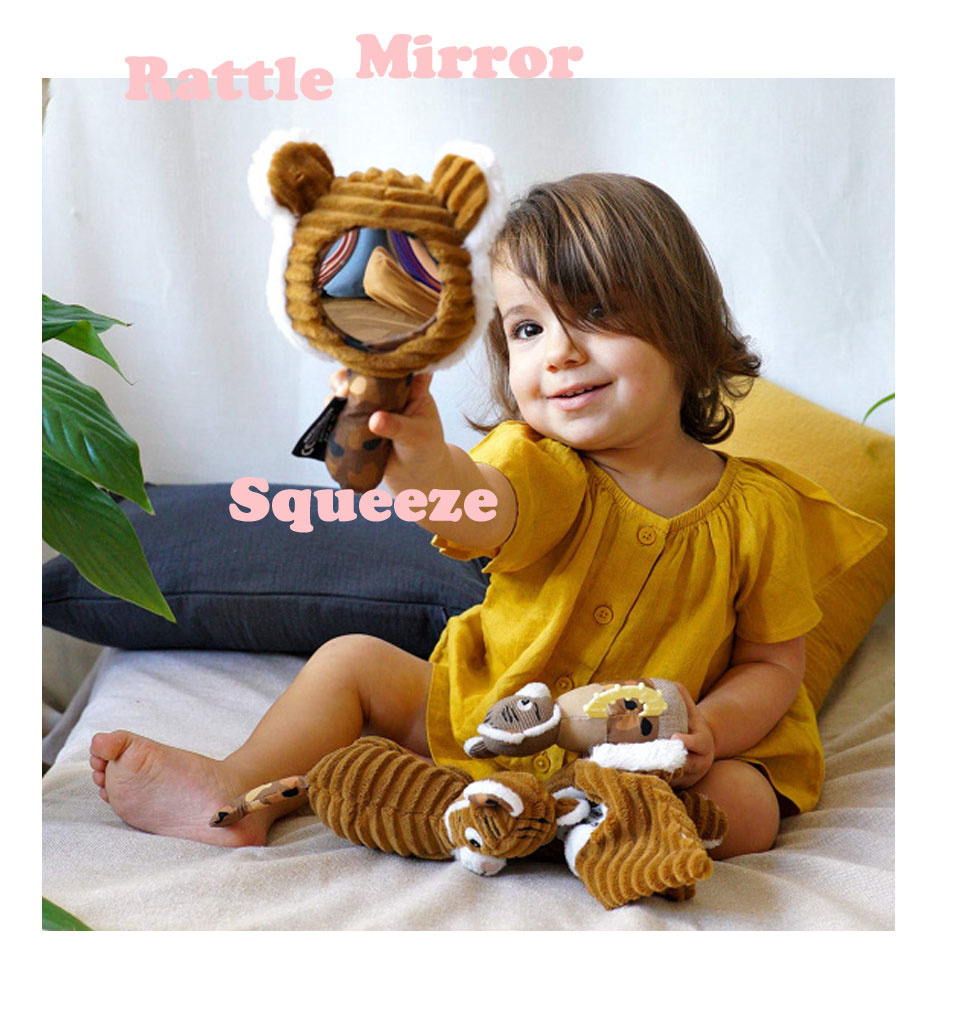 Les Déglingos  Les Déglingos tiger rattle with mirror 18.5 cm