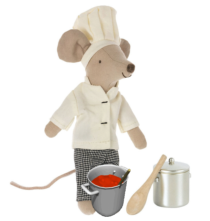Maileg Maileg big brother mouse chef with soup pot and spoon