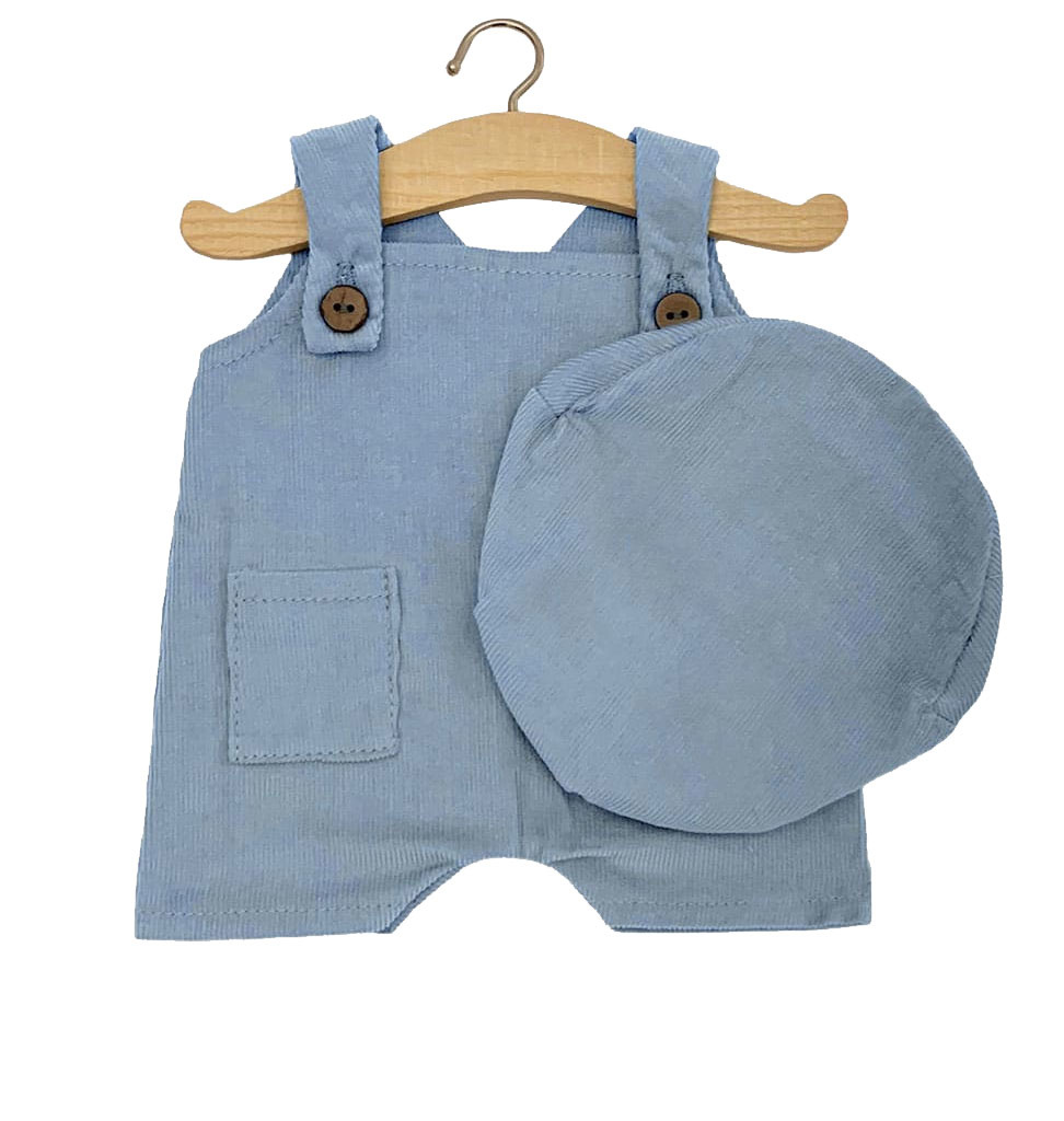 Minikane  Minikane kleding set: ensemble salopette Antonin en milleraie bleu artic et sa casquette Tico