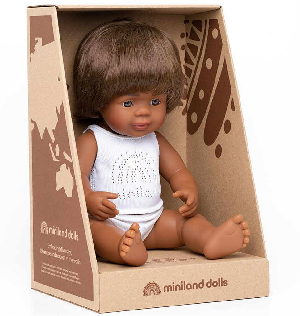 Miniland poppen Miniland dolls boy Aboriginal 38 cm