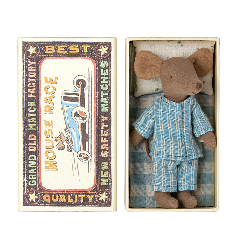 Maileg Maileg Big brother mouse with pajamas in matchbox