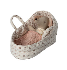 Maileg travel cot with blanket for baby mouse