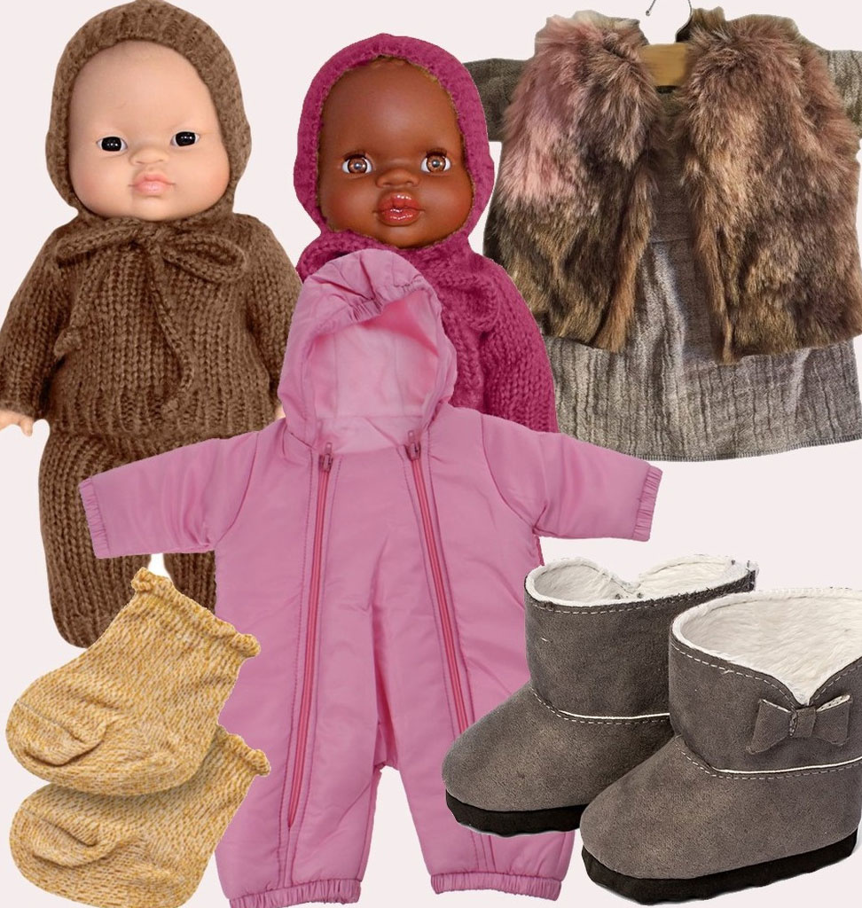 Mamamemo doll clothes & accessories Mamamemo snow suit / ski suit gray for Gordi dolls