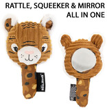 Les Déglingos  Les Déglingos tiger rattle with mirror 18.5 cm