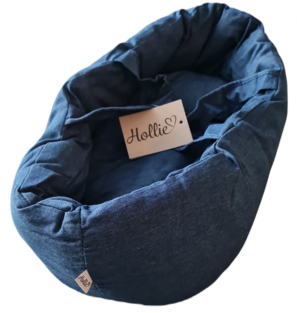 Hollie Hollie doll carrier/travel cot in cool denim with cushion and blanket