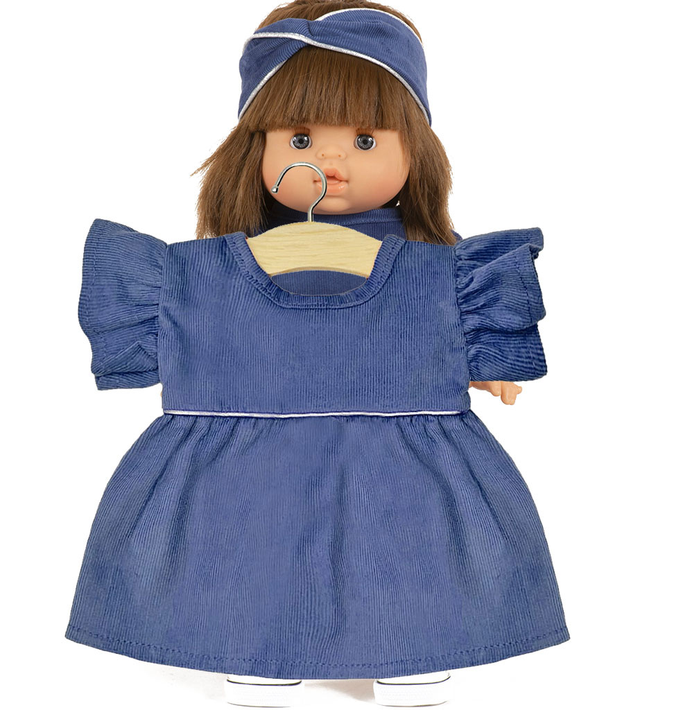 Minikane  Minikane robe daisy with headband / blue corduroy for Gordis