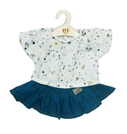 Hollie Hollie kledingset voor Gordi poppen / denim rok met top sweet dots