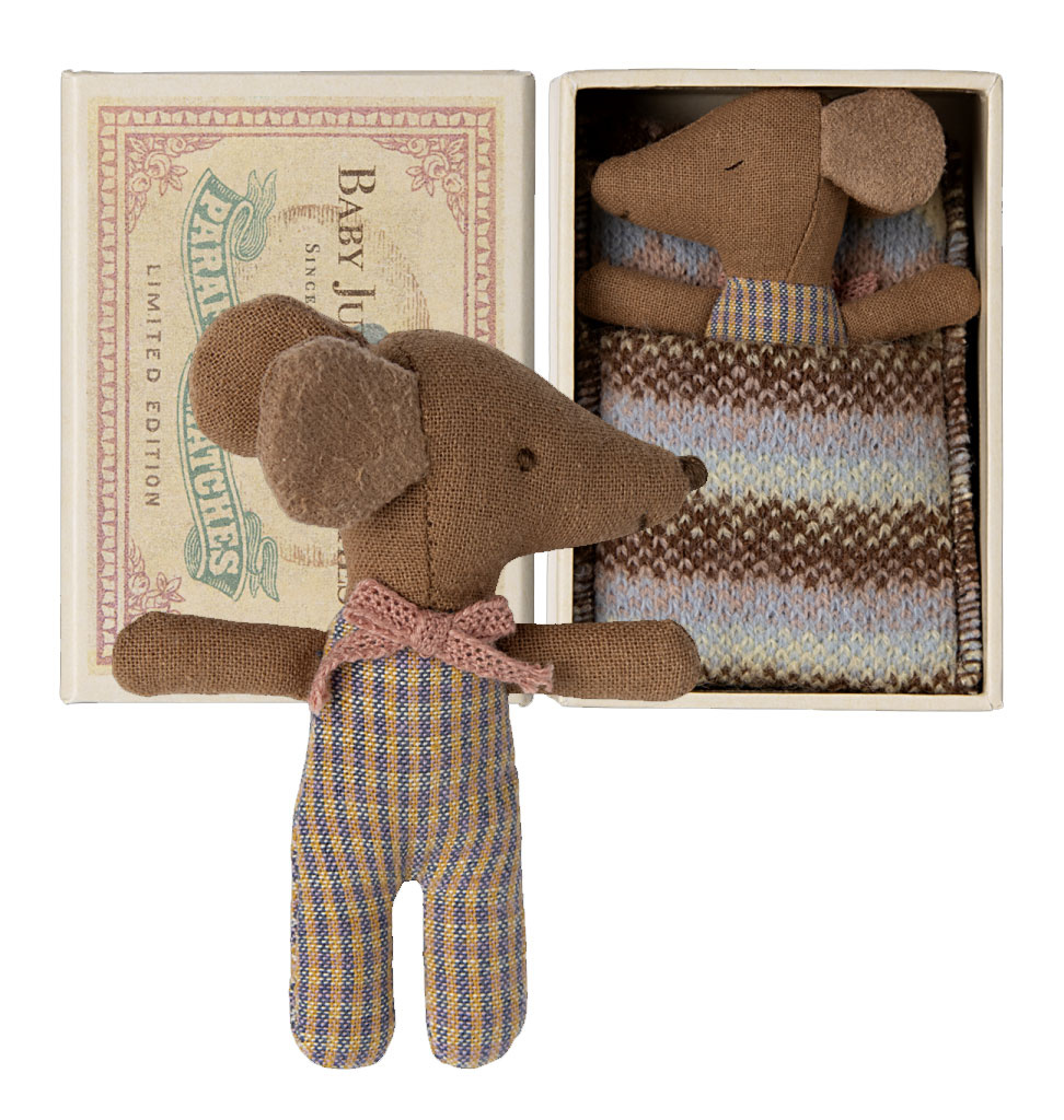 Maileg Maileg Sleepy wakey baby mouse girl in matchbox