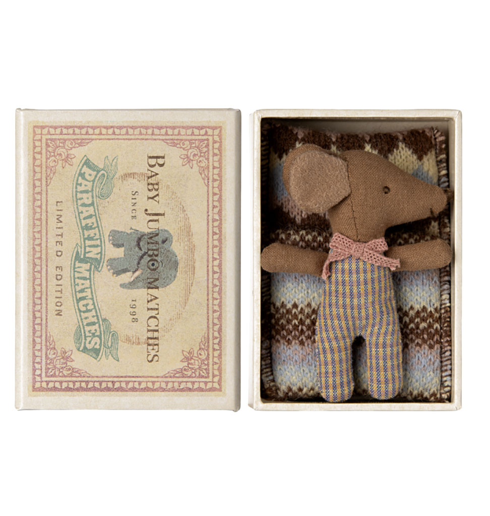 Maileg Maileg Sleepy wakey baby mouse girl in matchbox