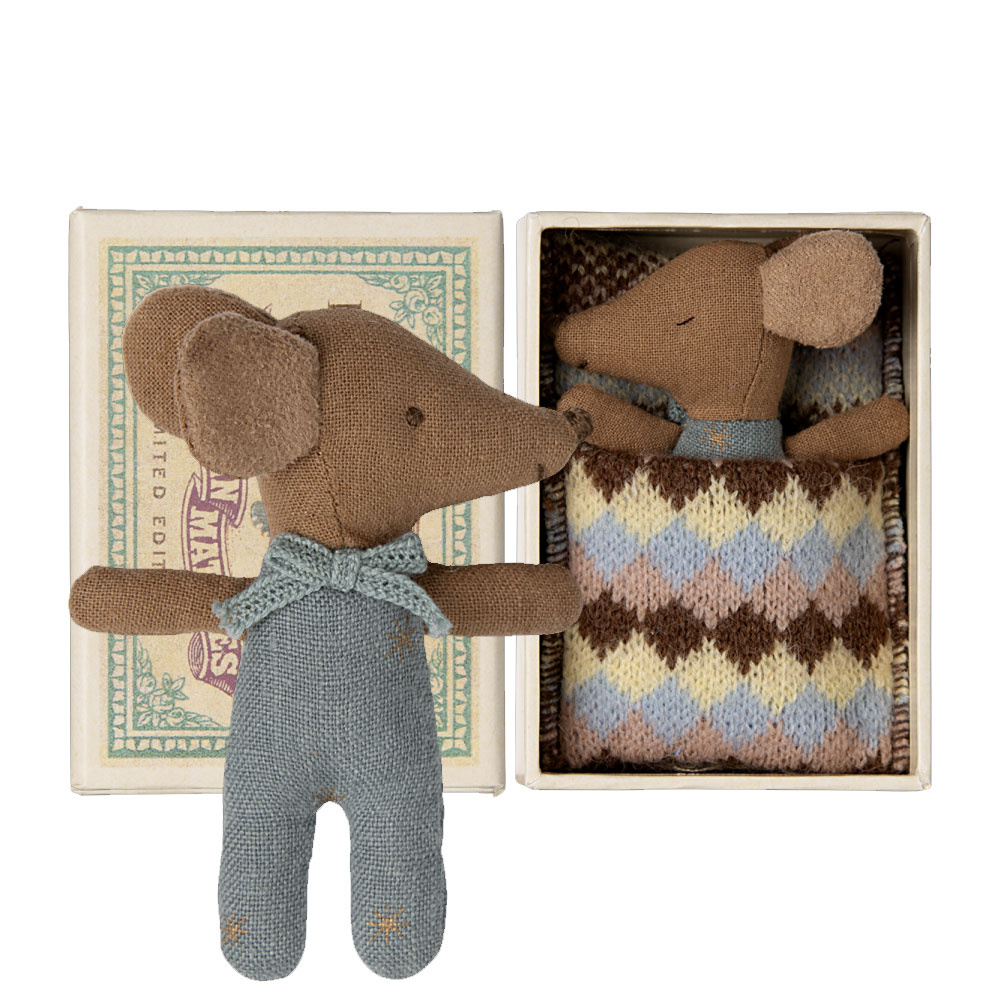 Maileg Maileg Sleepy wakey baby mouse boy in matchbox