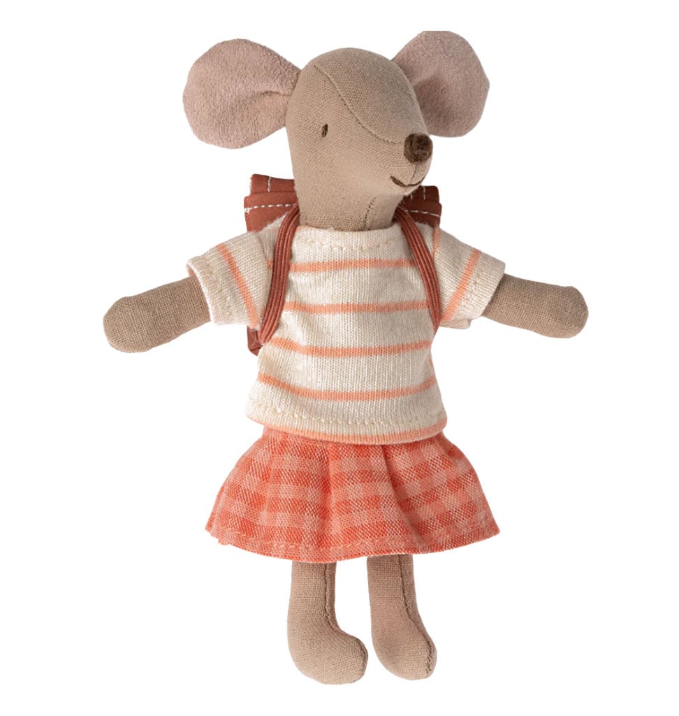 Maileg Maileg Big Sister tricycle mouse / coral