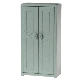 Maileg Maileg wooden cupboard for the mice (including 3 clothes hangers) / soft blue