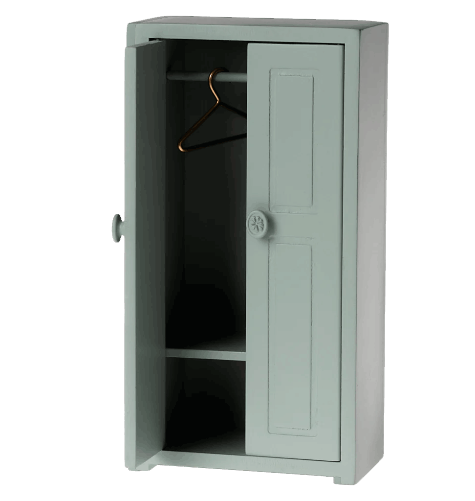 Maileg Maileg Holzschrank für die Mäuse (inkl. 3 Kleiderbügel) / Soft Blue