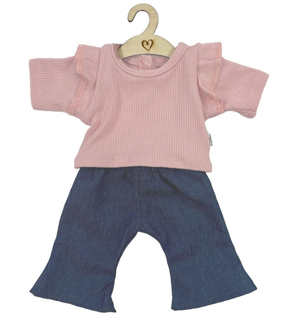 Hollie Hollie kledingset voor Gordi poppen / flared jeans met roze shirt