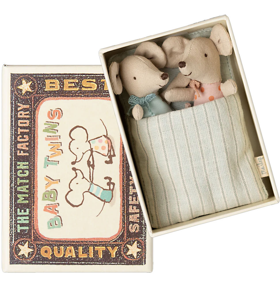 Maileg Maileg twin mice in matchbox with bedding / collection 2025