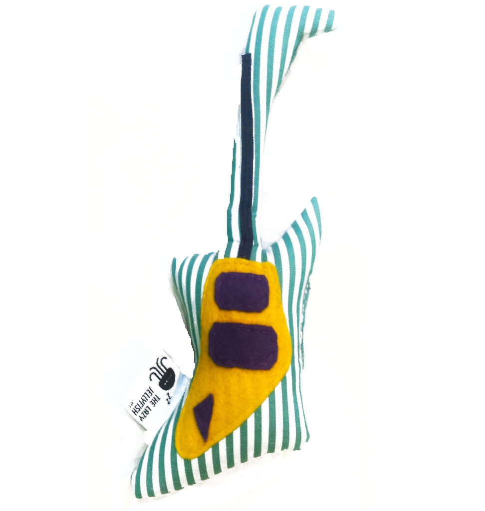 the Lazy Jellyfish Rattle guitar with stripes by The Lazy Jellyfish