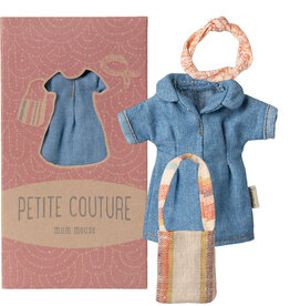 Maileg Maileg Mother Mouse clothing set / denim dress + bag + headband