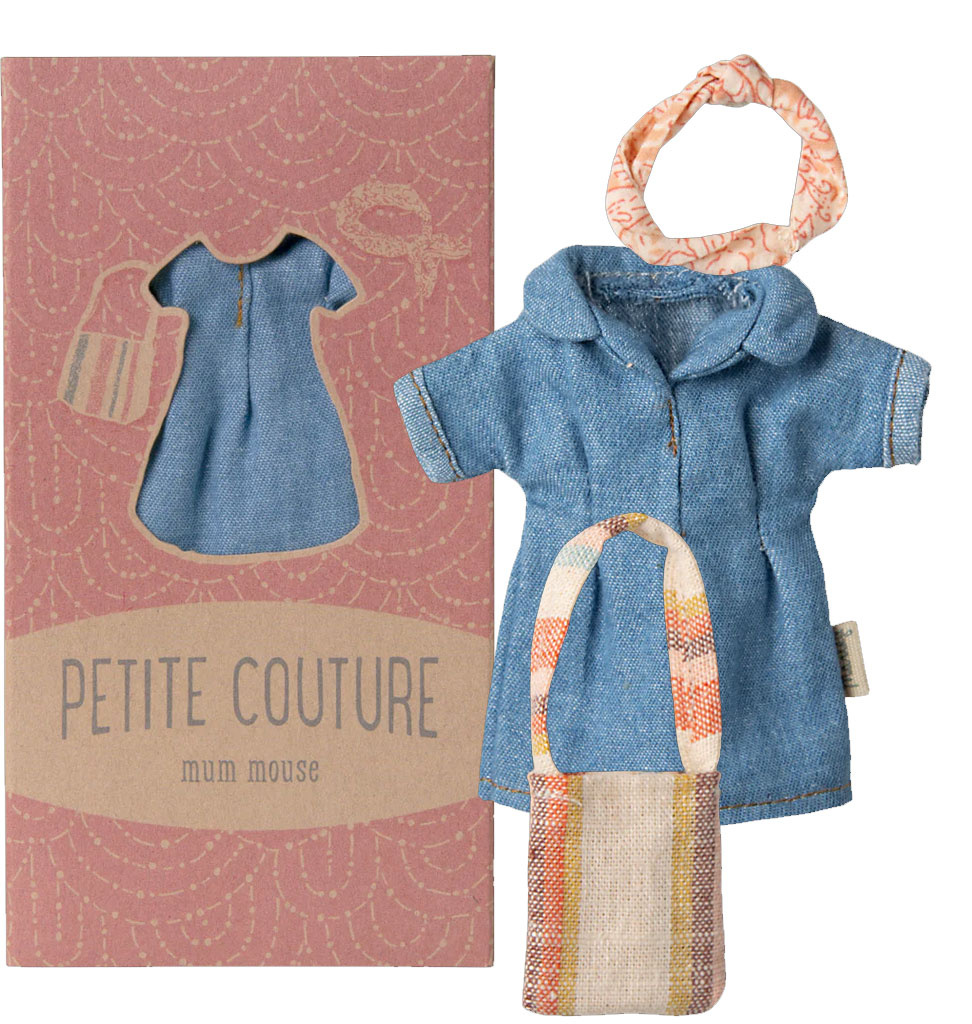 Maileg Maileg Mutter-Maus-Kleidungsset / Jeanskleid + Tasche + Haarband