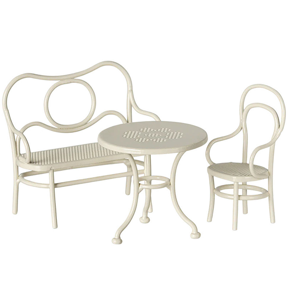 Maileg Maileg café set for the mice / off white / table, bench and chair