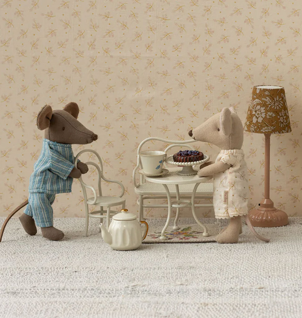 Maileg Maileg café set for the mice / off white / table, bench and chair