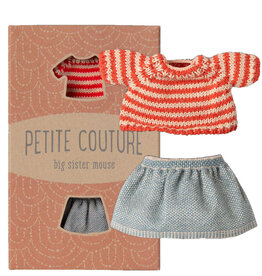 Maileg Maileg Kleidungsset Große Schwester Maus / Petite Couture / Rock und gestreifter Pullover